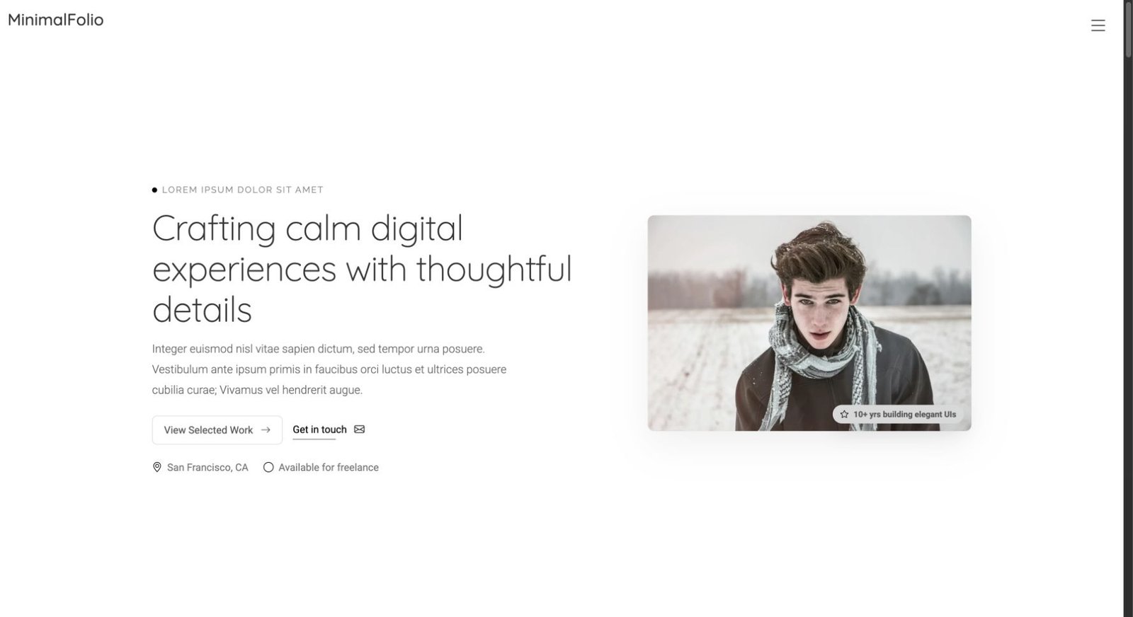 MinimalFolio design preview